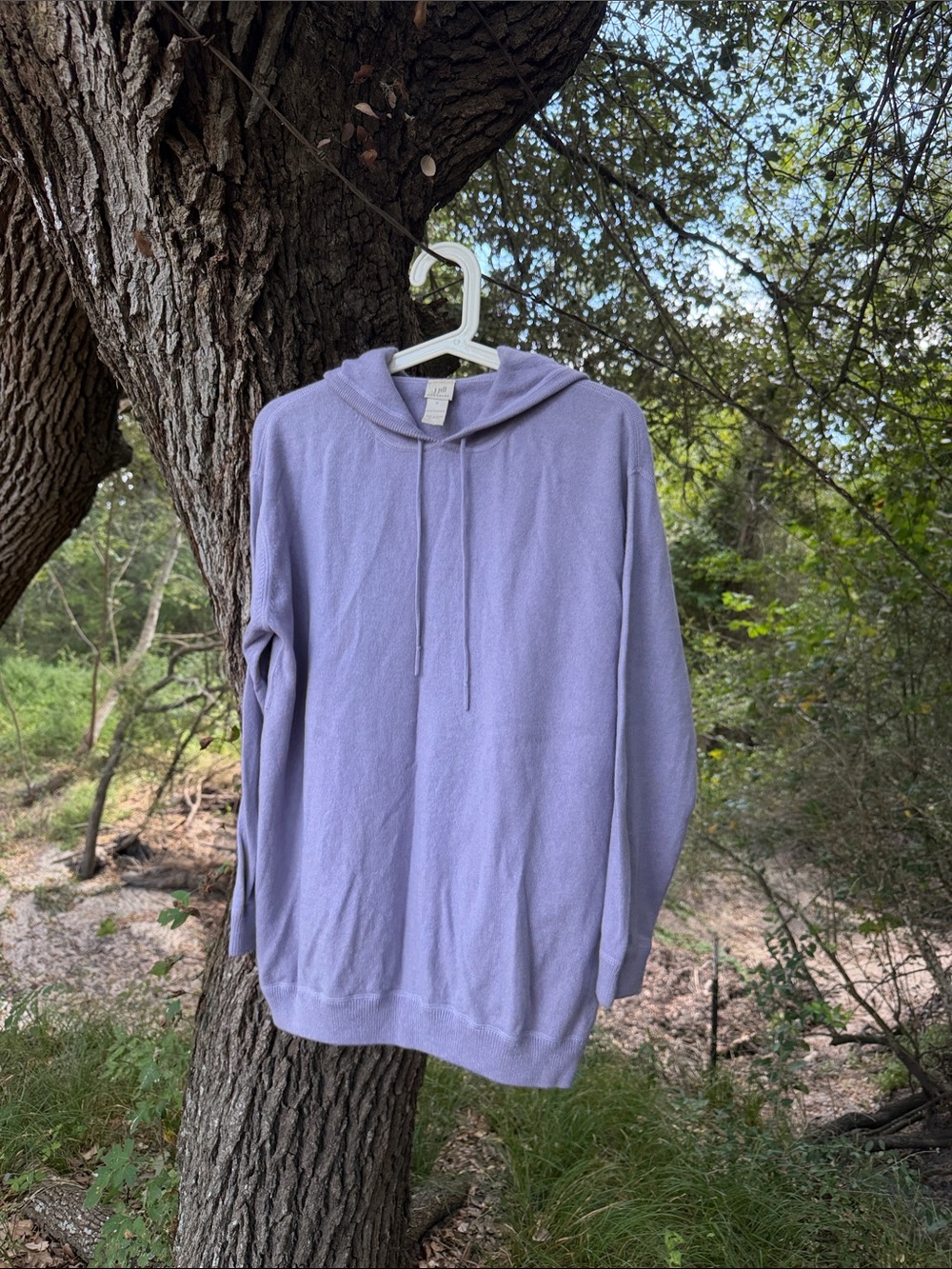 J. Jill 100% Cashmere Lavender Hoodie Sweater S (mis-marked L)